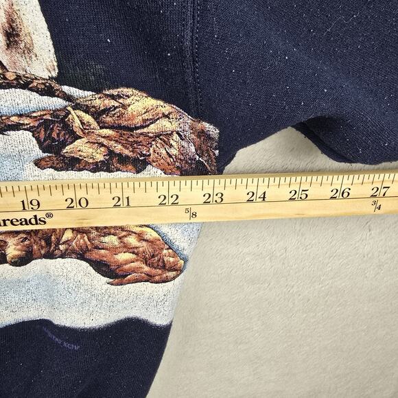 Vintage Habitat Wolves Sweatshirt Mens Large 90s Nature AOP Animal Wrap Around - Picture 7 of 8